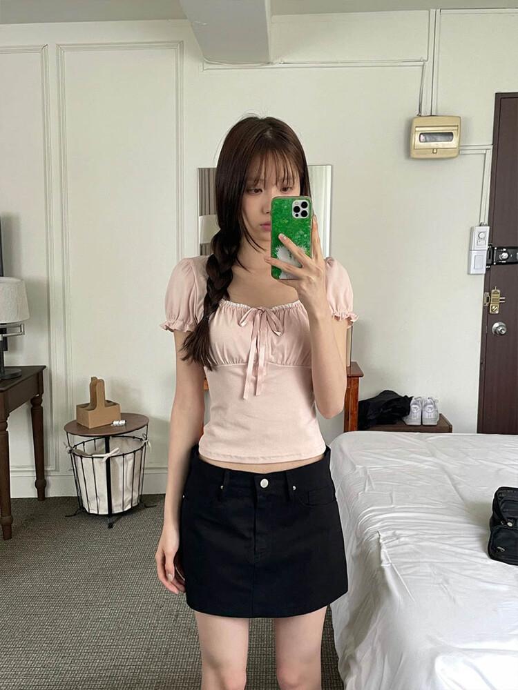 사토미라디오 Cotton solid pantskirt