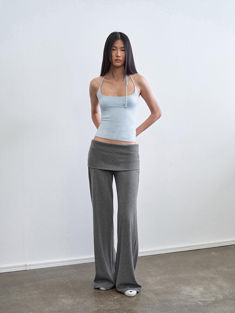 "Take A Walk" Foldable Skirt Pants - S / DARK HEATHER GREY