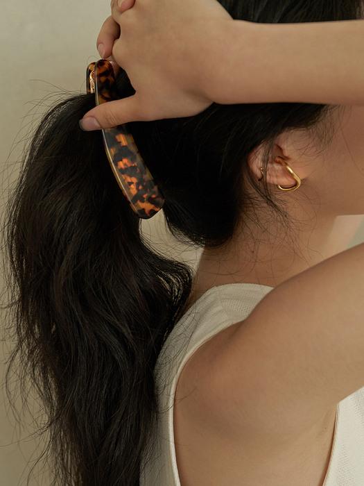 브로우 : 레오파드 데일리 셀룰로이드 마블 원터치 바나나 헤어핀 (베이지/브라운)