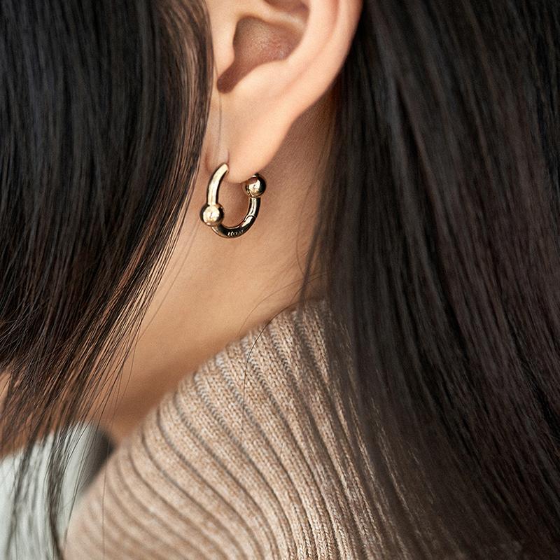 OT 2 DOUBLE BALL EARRINGS SILVER / GOLD
