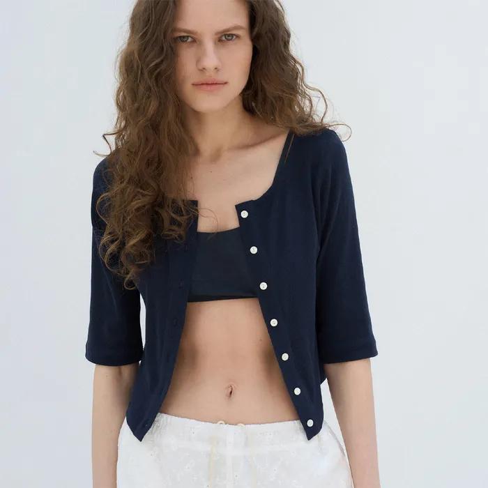 Essential tee cardigan (navy)