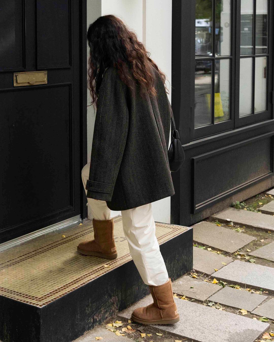 Kate wool half coat (herringbone charcoal)