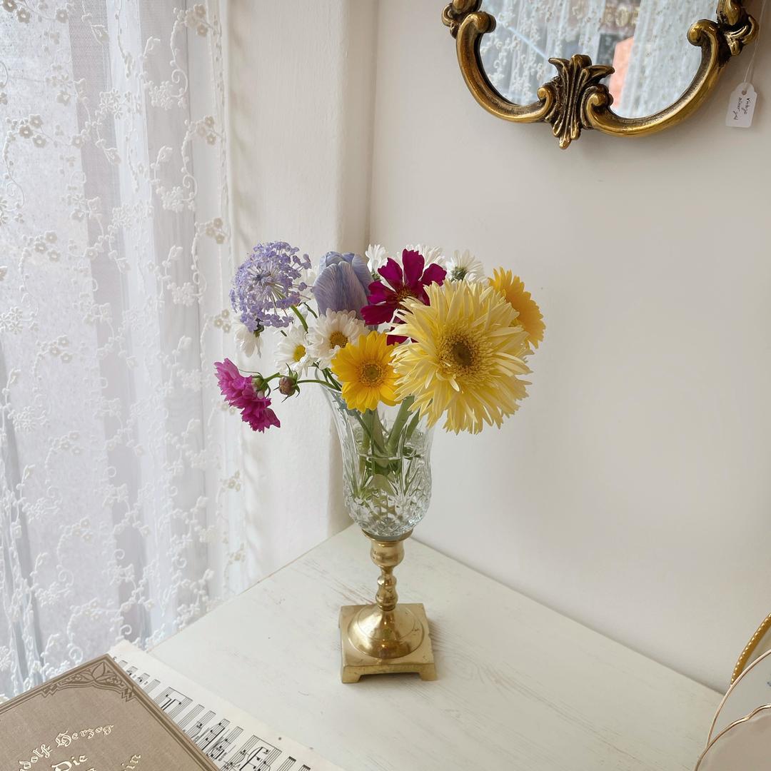 vintage candle holder with votive glass