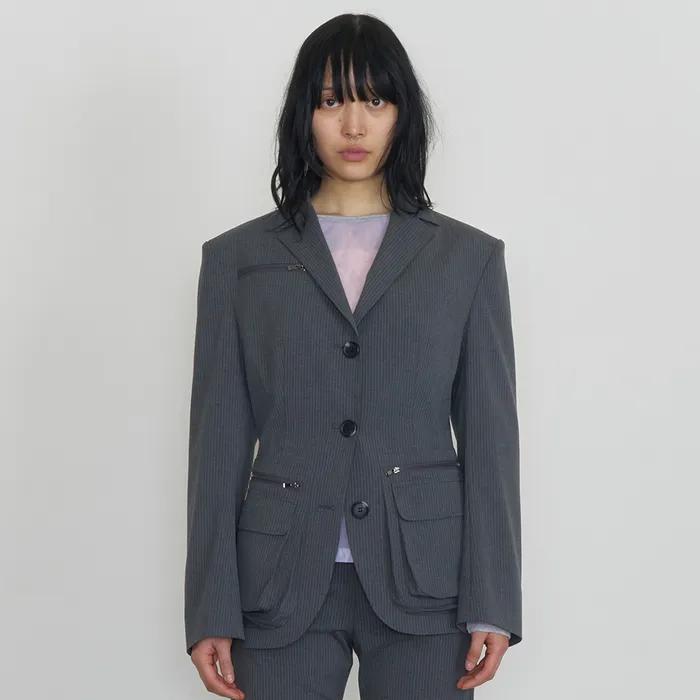 Corset Blazer, Slate