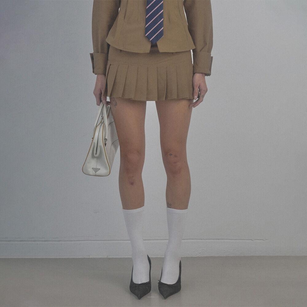 Cotton Pleats Micro Skort Soft Brown