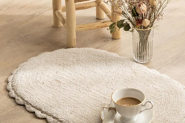 핸드메이드 라운드 레이스 발매트