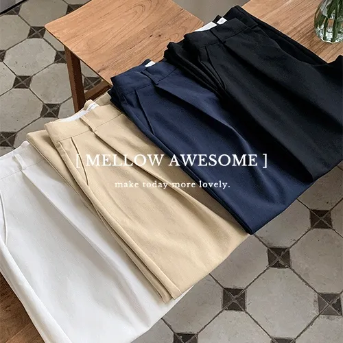 [MADE/오늘출발🎁] 메이비 코튼 와이드 핀턱 면 팬츠 - 3color