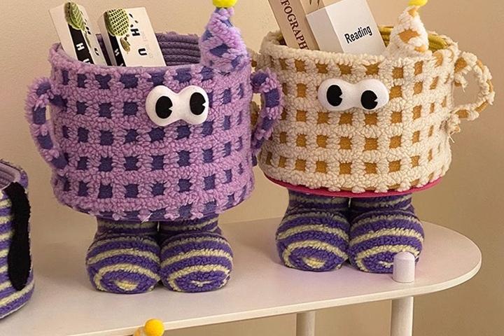 [해외] 뽀짝 몬스터 체크 머그컵 원형 바구니 악세사리 소품 수납