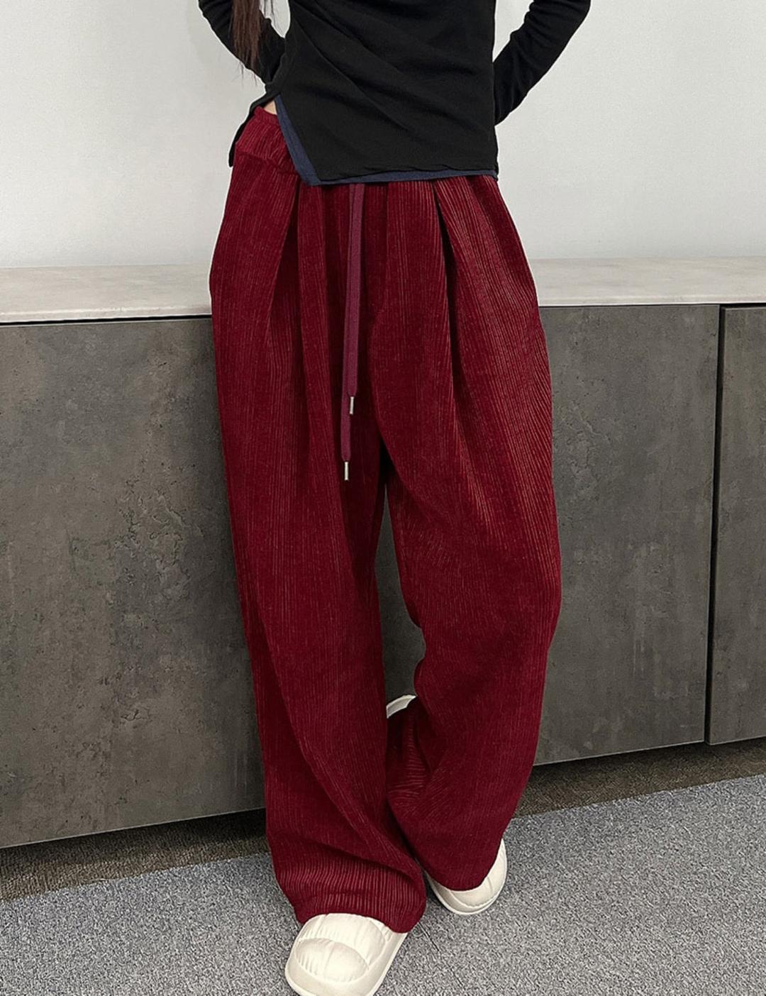 Unisex corduroy pintuck wide pants (3color)