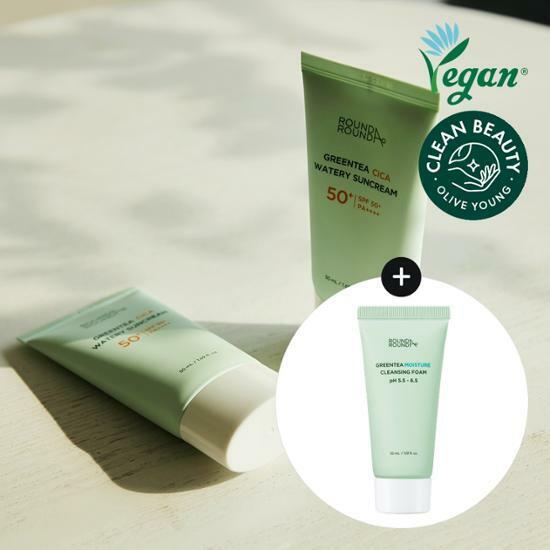 [6월 올영PICK]라운드어라운드 그린티 시카 수분 선크림 50ml 1+1 한정 기획세트(+클렌징폼30ml추가증정)