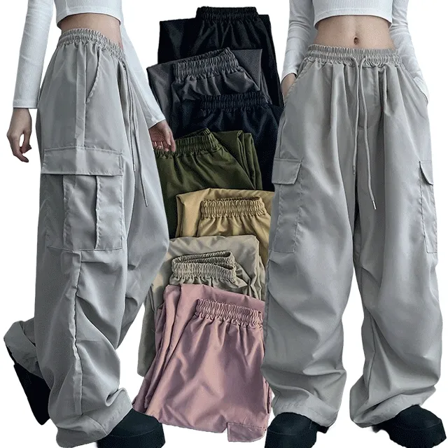 [미디/롱] 버터 루즈 카고 투웨이 스트링 와이드 바스락 팬츠