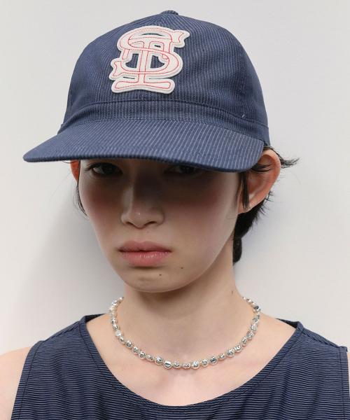 Patched Wide Brim Cap [Navy]