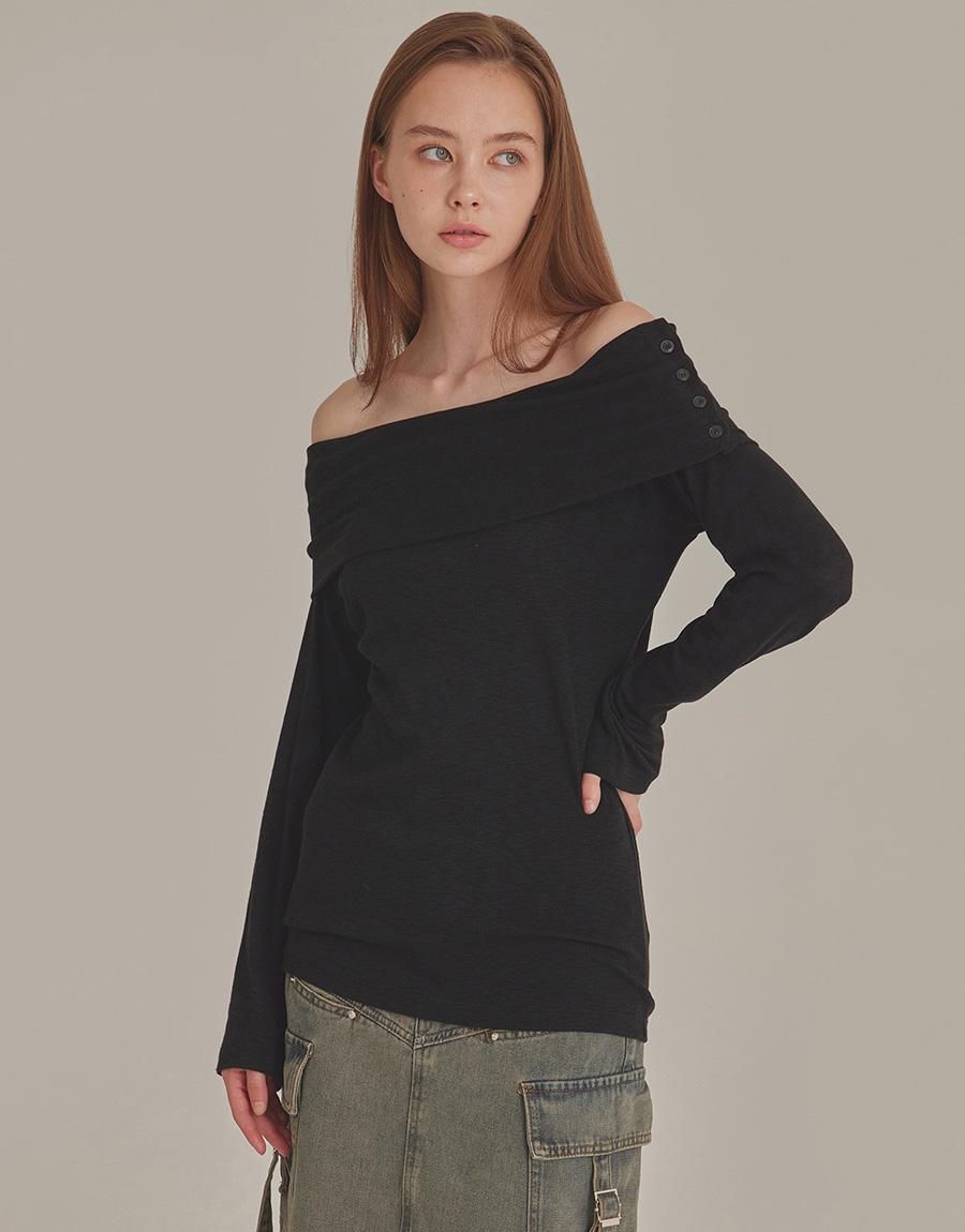 [면모달혼방/오프숄더] FOLDOVER OFF SHOULDER TOP