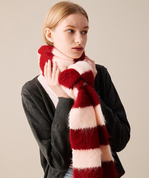 STRIPE LONG MUFFLER RED