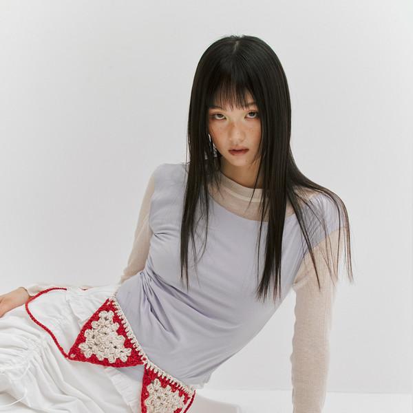 UNBALANCE SHIRRING SLEEVELESS - LAVENDER