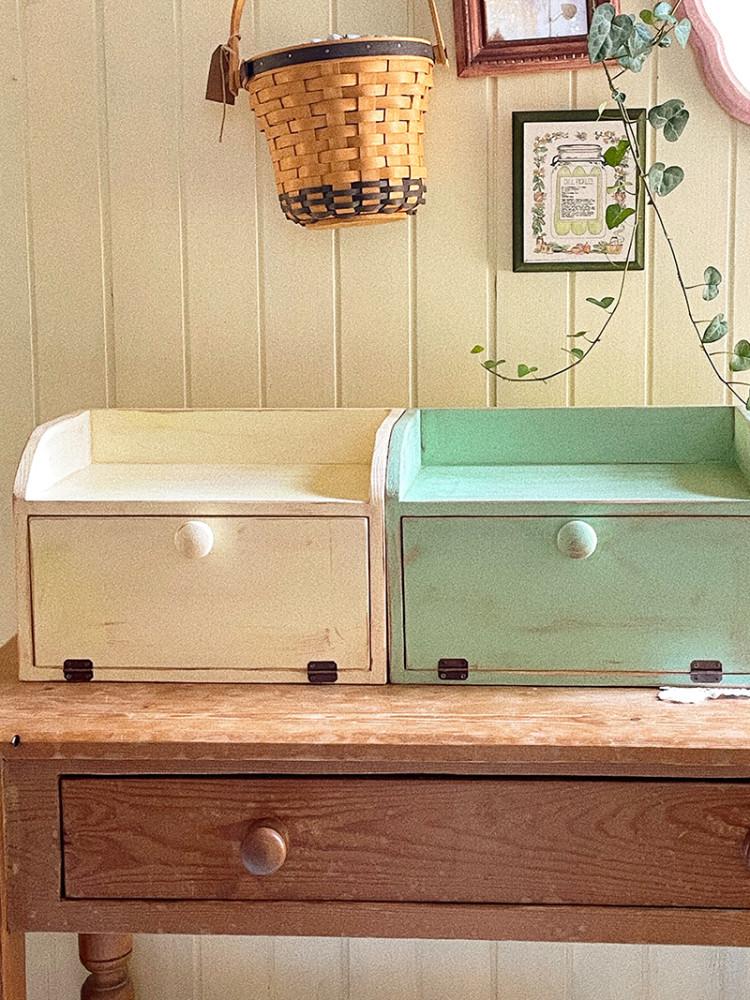 (주문 제작) [made] vintage bread box (mint/butter yellow)