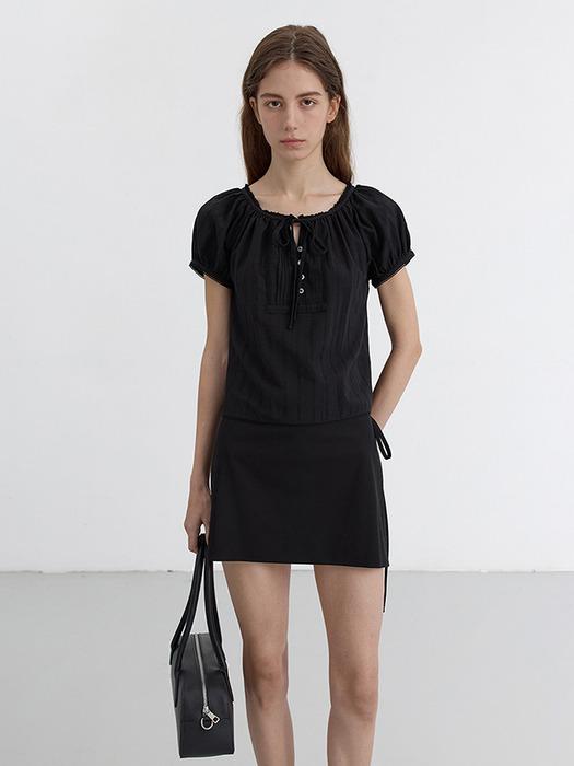 2-WAY SHIRRING BLOUSE BLACK_UDBL5B223BK