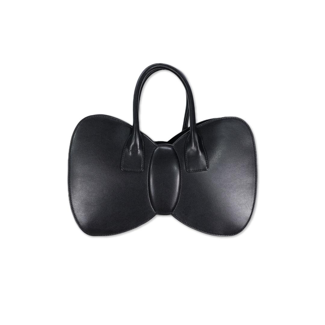 Faux Leather Bow Bag Black