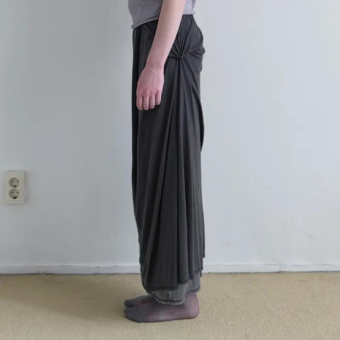 (3차 REORDER) DRAPED DOUBLE LAYERED SKIRT IN DEEP CHARCOAL GREY