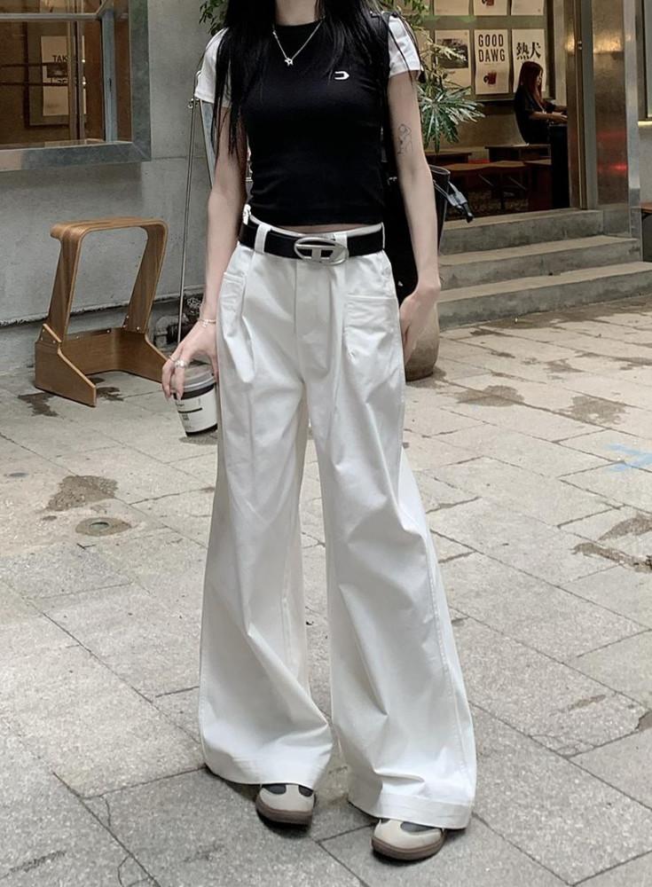 화이트 맥시 와이드코튼팬츠