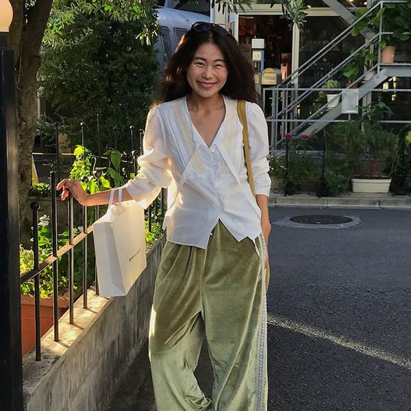 Velvet relax track pants_Olive green