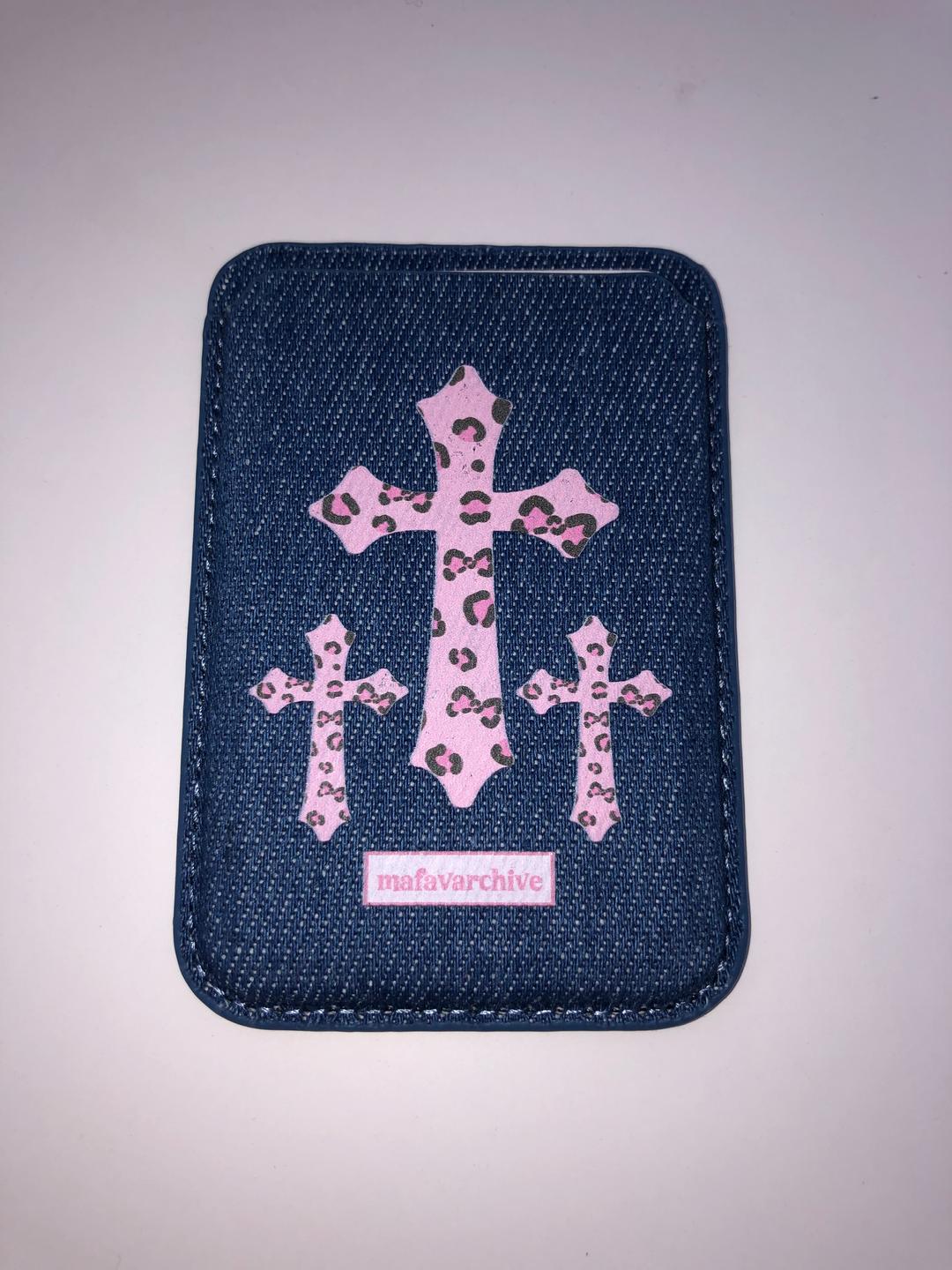 pink ribbon leopard cross magsafe wallet