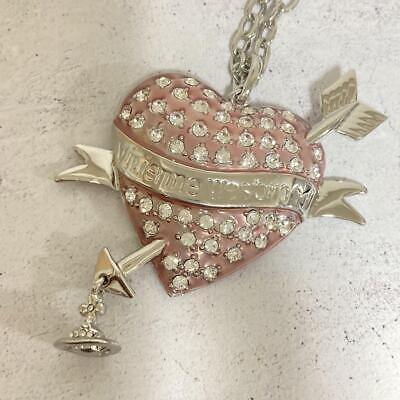 Vivienne Westwood Necklace Heart Arrow Pink w/drawstring [EJ677