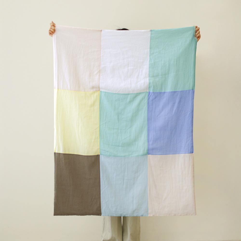 soft linen 조각보 블랭킷 (blue)