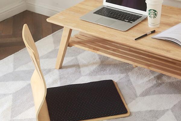 폴르 원목 가죽 슬림 등받이 좌식의자 3color