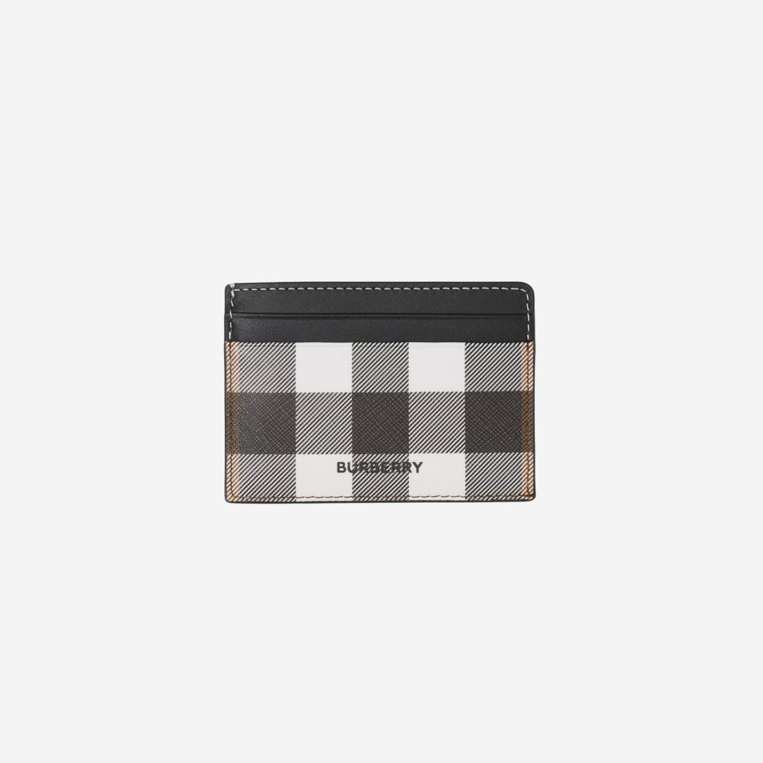 Burberry Check Print and Leather Card Case Dark Birch Brown