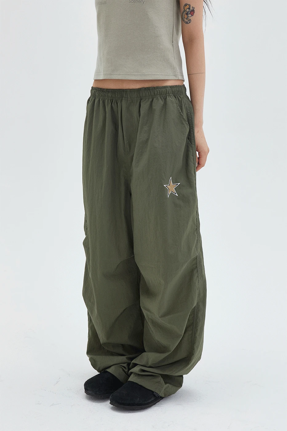스타 나일론 와이드 팬츠