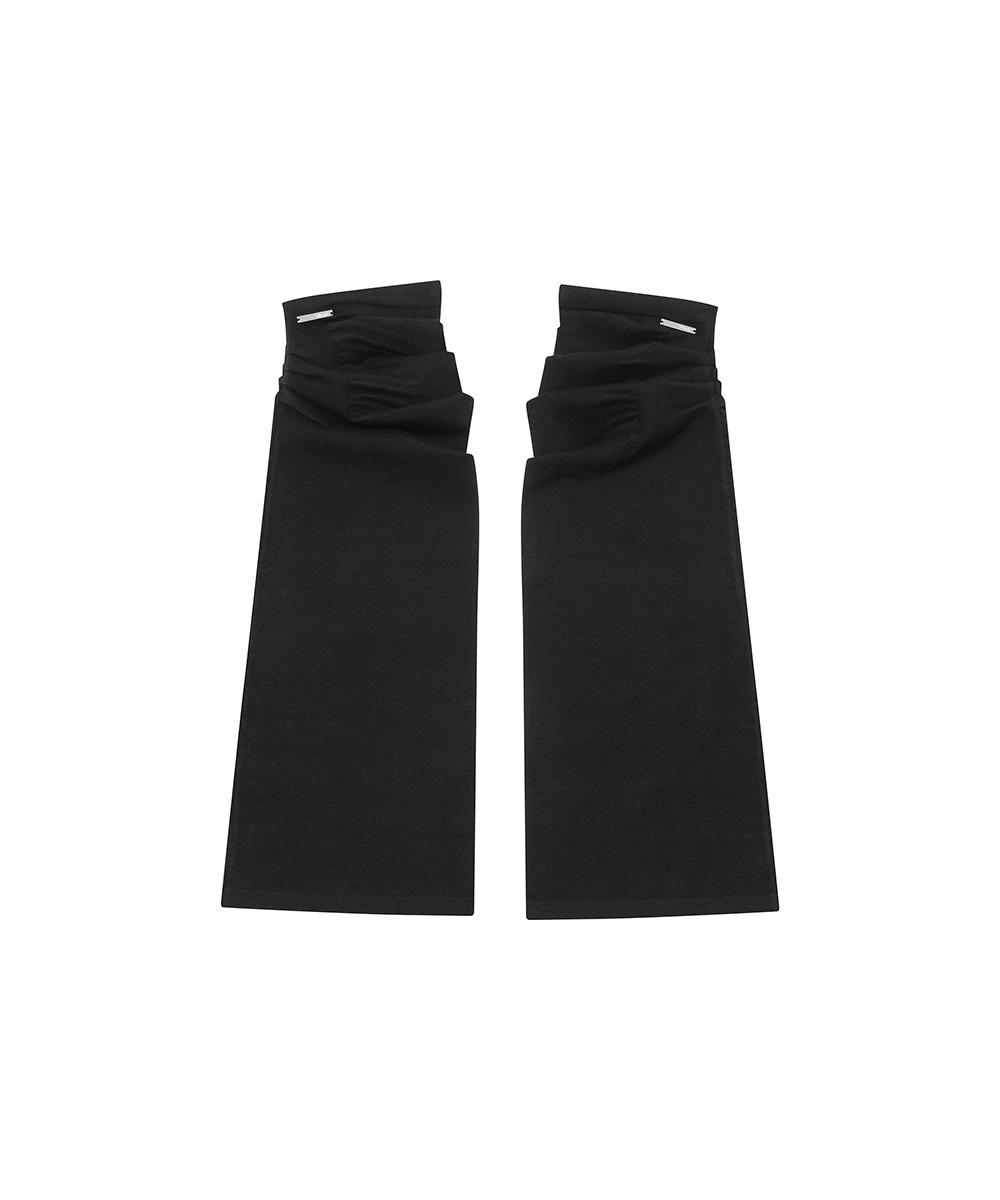 Shirring knit leg warmer BLACK