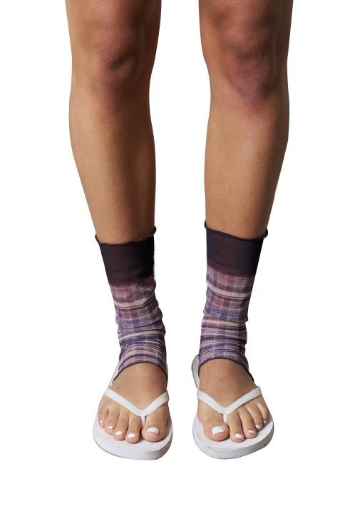 Dark Tartan Mesh  Leg Warmers, Short
