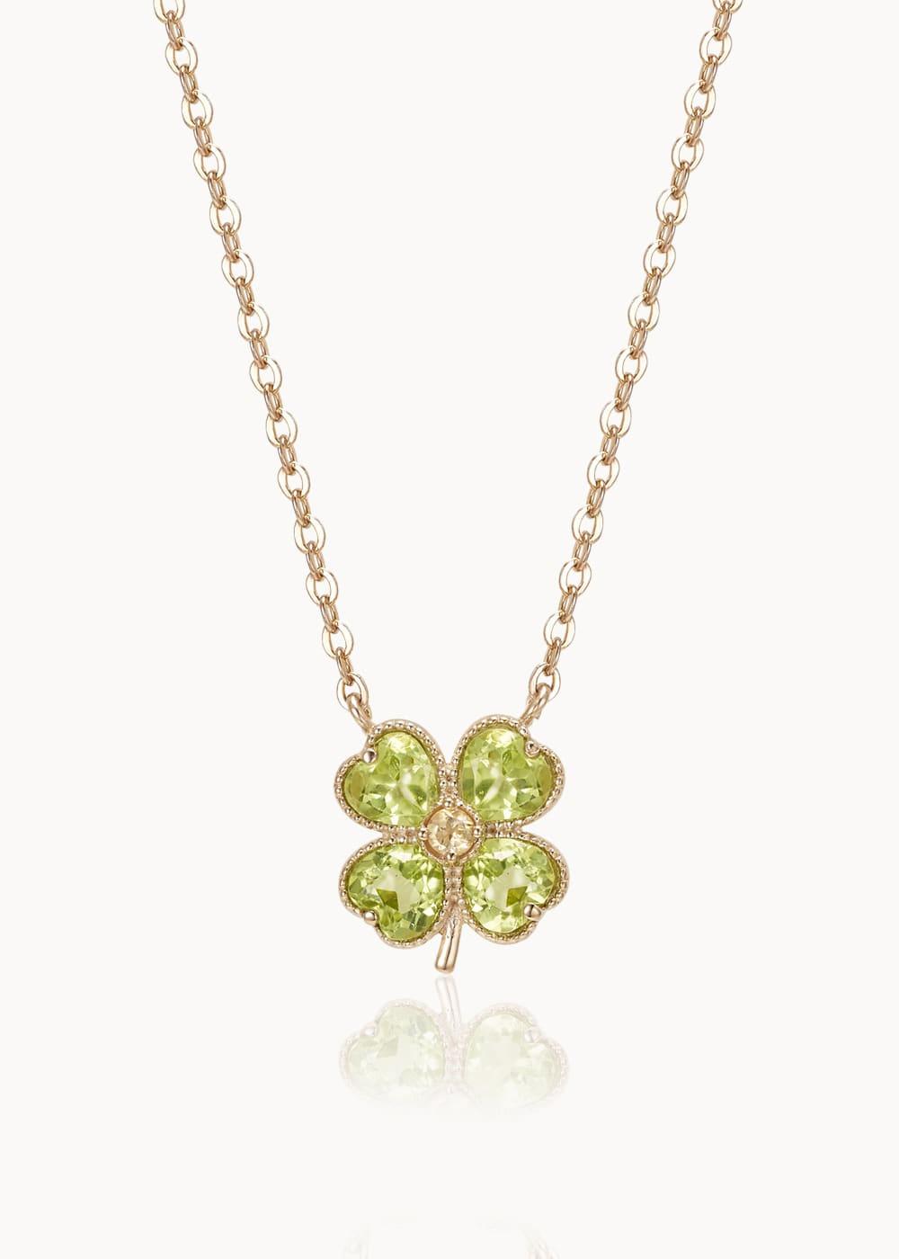 Lucky Heart Clover Necklace - Peridot & Citrine