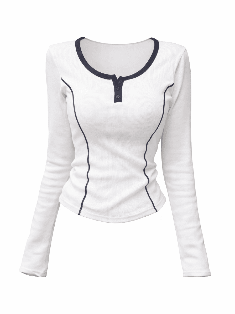 슬림라인 캡내장 골지 티셔츠