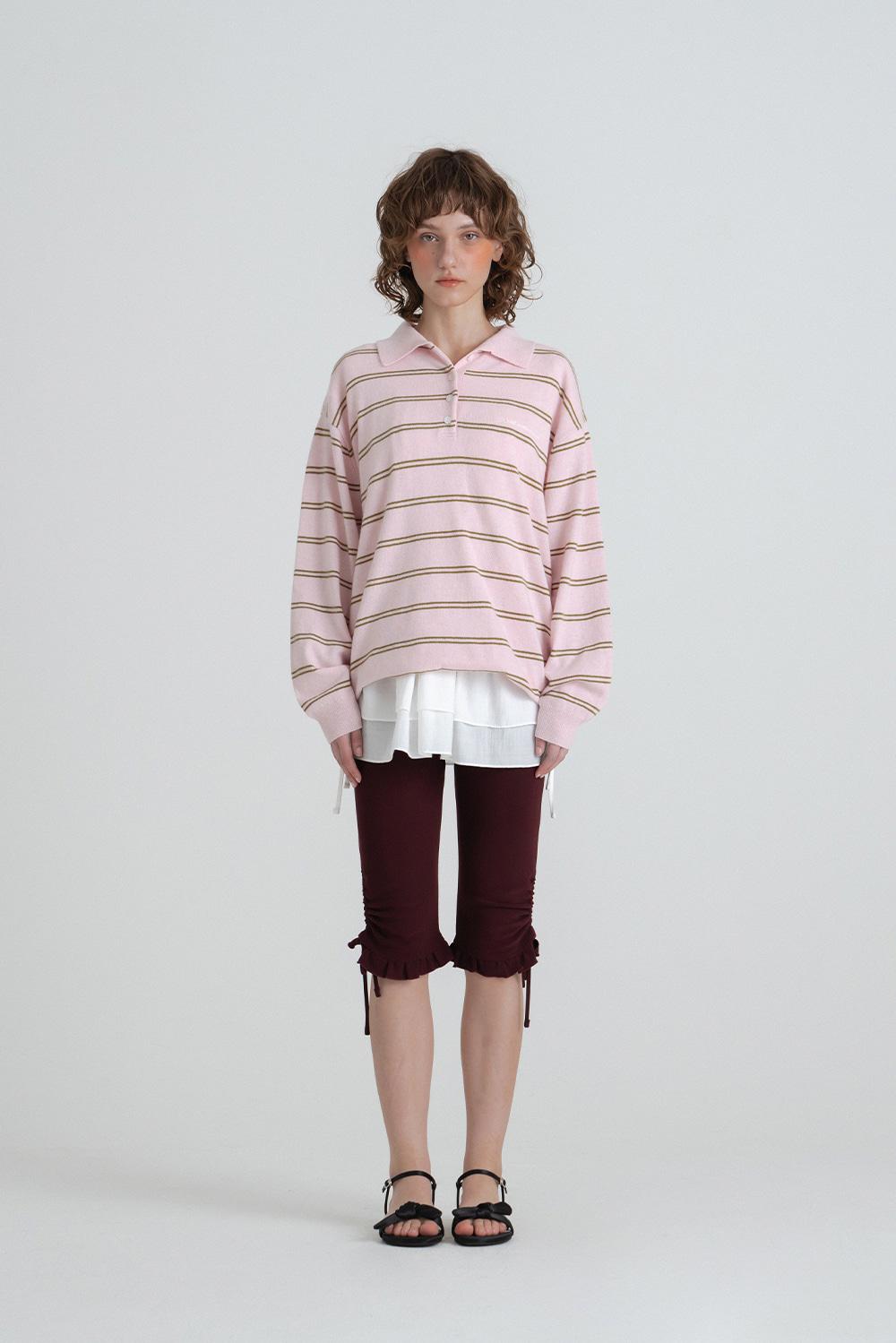 Pewter frill biker pants_wine