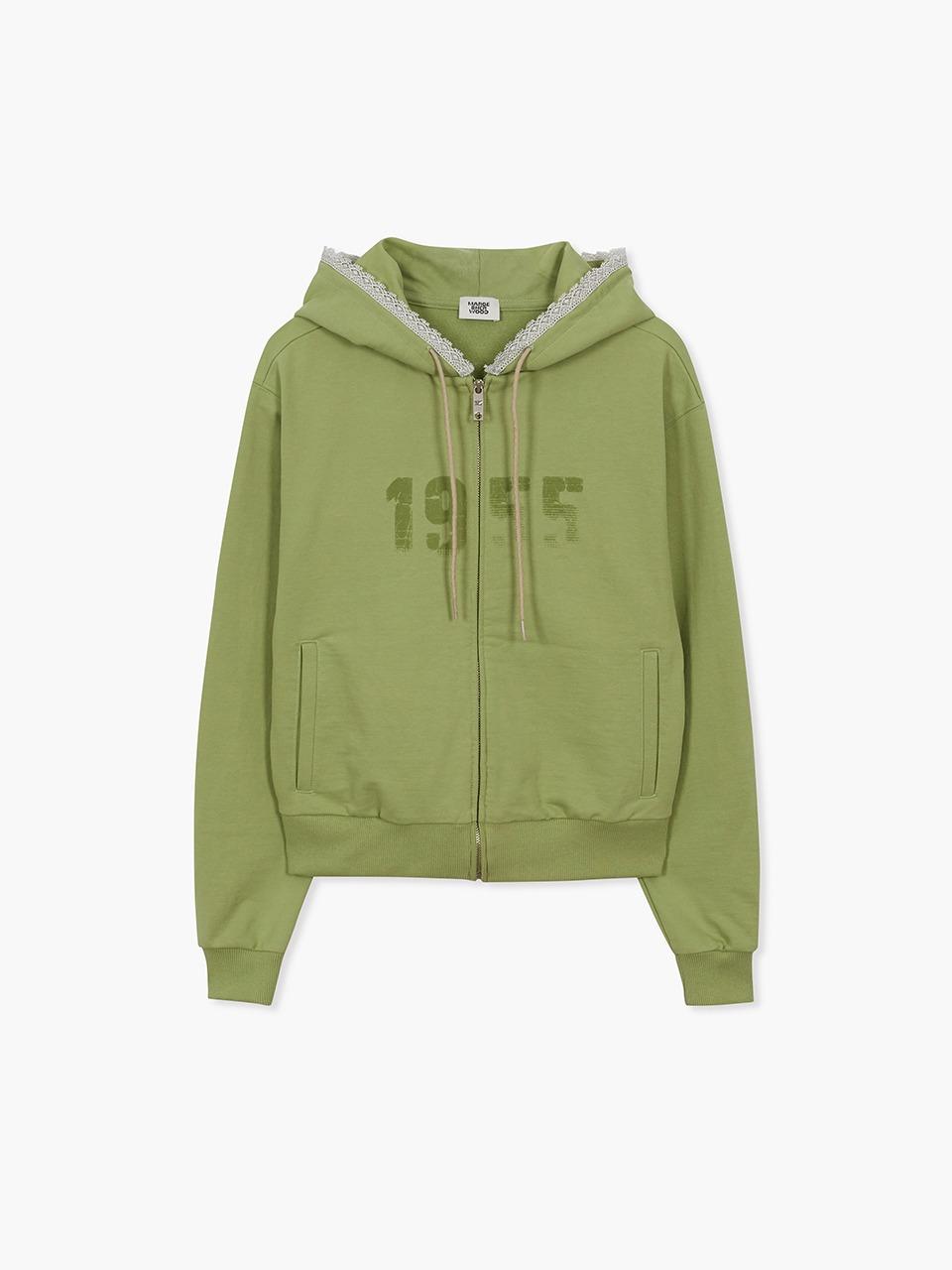 LACE HOOD ZIP-UP_olive