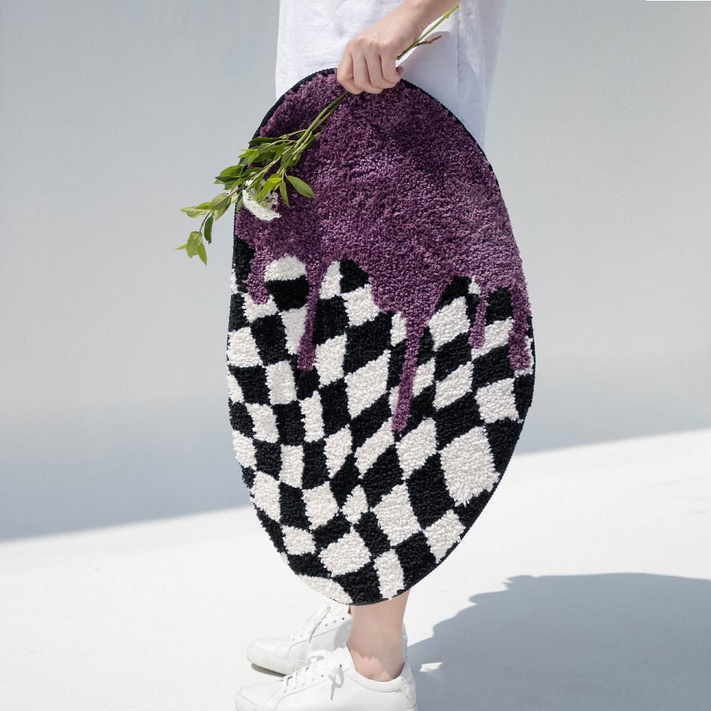 멜팅 포인트 체커보드 발매트 터프팅 체크 자가드 미니 러그 주방 현관 욕실 원룸 인테리어