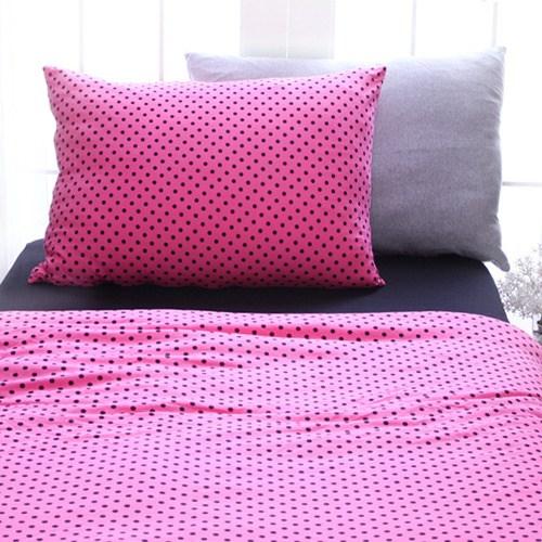순면 코튼니트침구 - 도트핑크 (퀸)