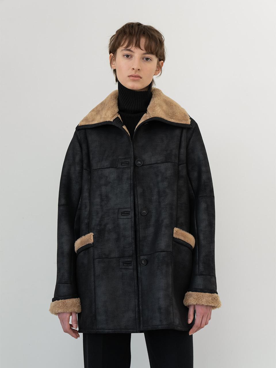 shearling mustang half coat (black)
