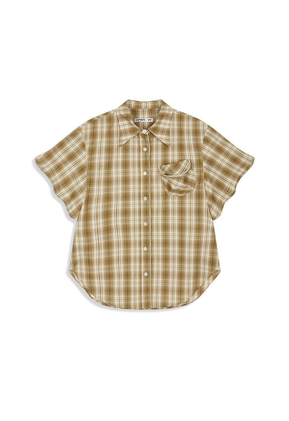 WIRE-CUFF CHECK SHIRT, BEIGE