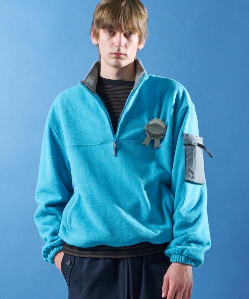 MJ M.C UNISEX, Half Zip-up Fleece / Blue