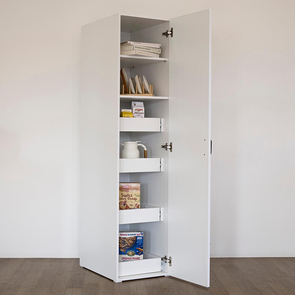 베이직시리즈 4단 서랍 팬트리장 슬라이딩 그릇 키큰장 냉장고옆 틈새장 다용도장 주방서랍장