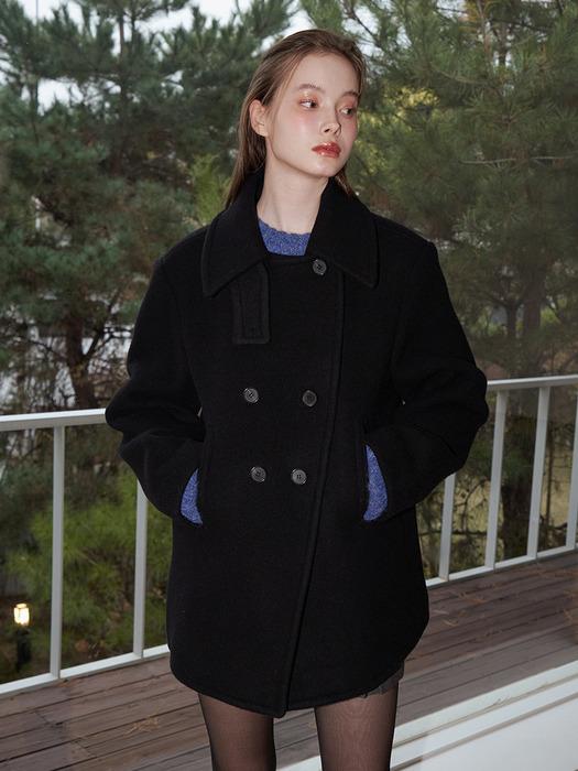 DOUBLE BREASTED BUTTON HALF COAT_BLACK
