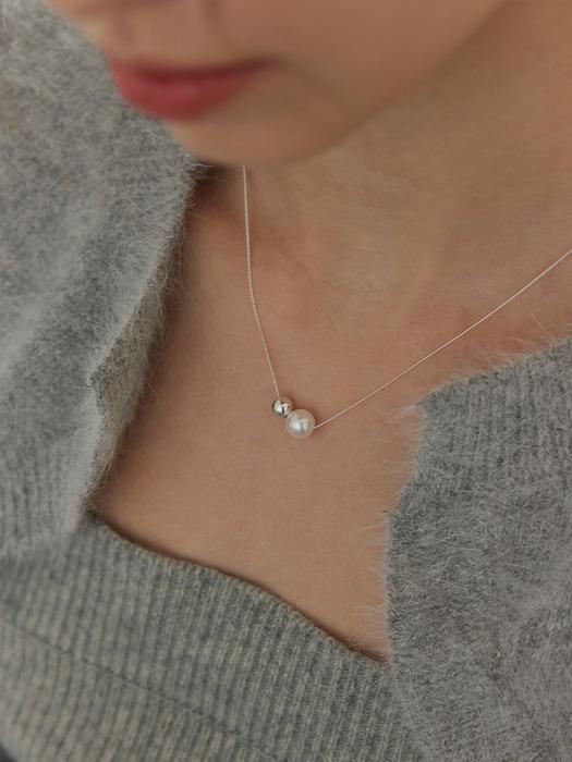 [925silver]Double pearl ball necklace