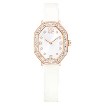 Dextera octagon 워치, 스위스 메이드, 레더 스트랩, 화이트, 로즈 골드 톤 피니시