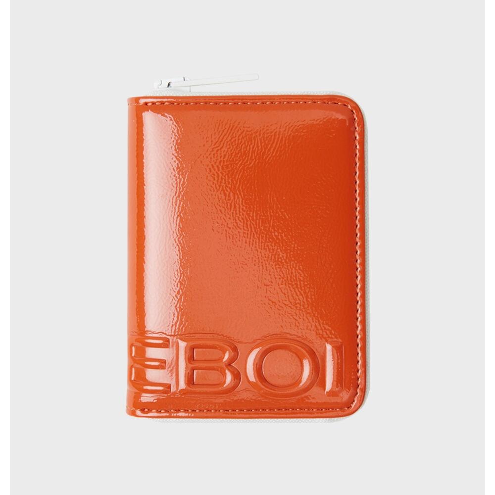 enamel zip card holder - orange