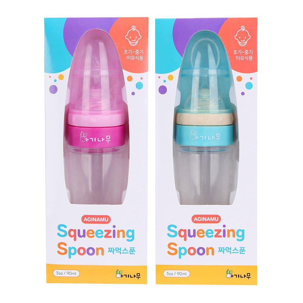 [정품 짜먹스푼 1+1] 초기 이유식준비물 중기 후기 아기나무 짜먹는이유식스푼 실리콘 아기젖병숟가락