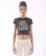 Old English Printing Crop Top Black