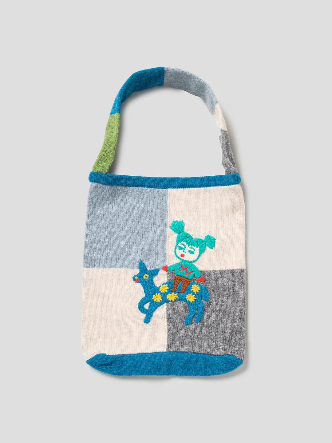 Checked Tote - Blue